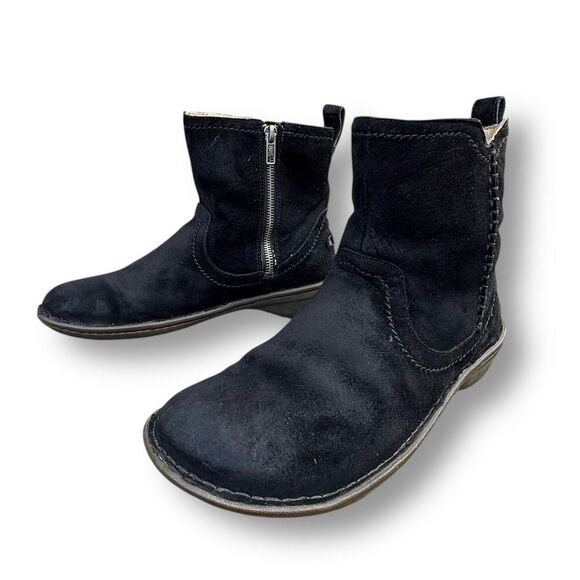 UGG Neevah Shearling Lined Short Ankle Women's Black Suede Size 8 Winter Casual - Picture 3 of 14